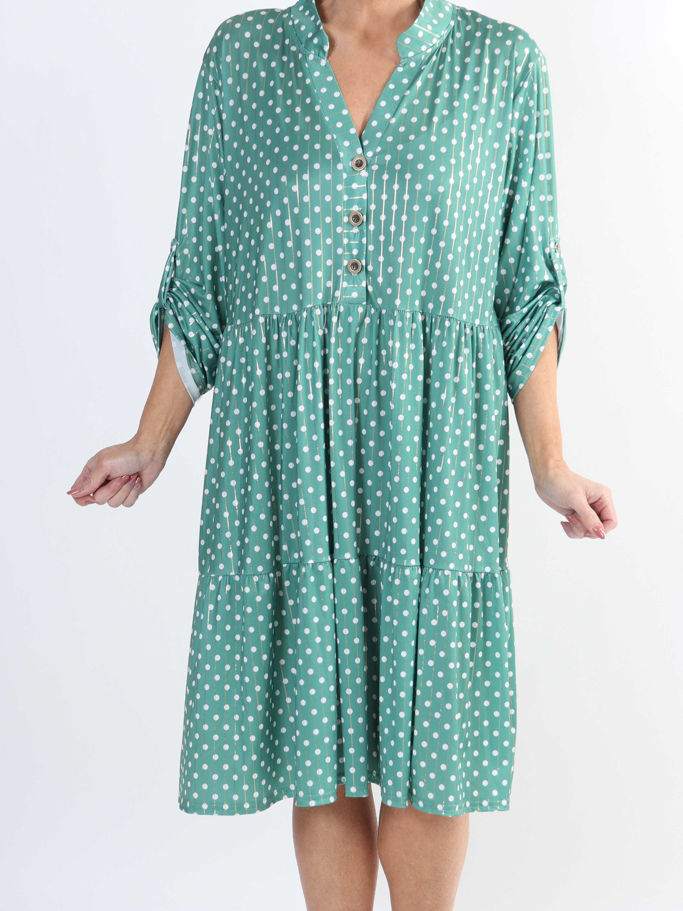 Milano Dot Midi - Plus size-klänning med prickar och lager-på-lager-look